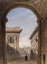 Canterbury Gate és Christ Church Quad, Oxford, 1833 (wc papíron)
