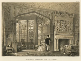 Öbölablak a rajzteremben, Lyme Hall, Cheshire