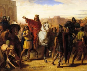 I. Clovis frank királyának (466-511) diadalmas bejárata Toursba 508-ban. Joseph Robert Fleury (vagy Robert-Fleury) festménye