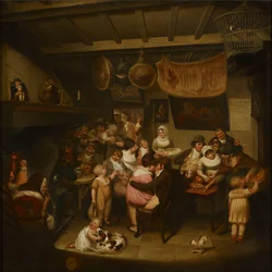 Eccles Wakes : Ale-House Interior (oil on canvas)
