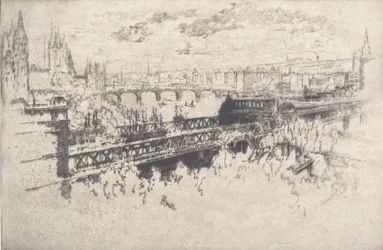 London a Charing Cross Bridge felett, 1910.