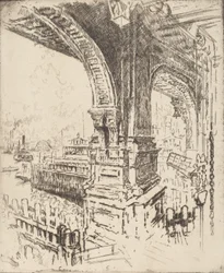 A kompon belül, Cortlandt Street, New York, 1919.