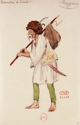 Hector Berlioz: Faust elkárhozása című művének magyar szerepének jelmeze, Joseph Porphyre Pinchon (1871-1953) vázlata.