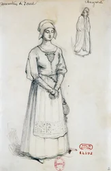 Jelmez Margit szerepéhez Hector Berlioz Faust elkárhozása című művében, Joseph Porphyre Pinchon (1871-1953) vázlata