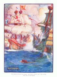 Sir Andrew két hajójával, a Yellow Carvellel és a Flowerrel legyőzte öt angol hajót, 1910