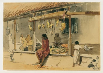 Csirkekereskedők a ceyloni Point de Galle-ben (Srí Lanka)