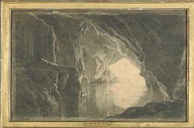 Barlang a Salernói-öbölben, este, 1800 körül