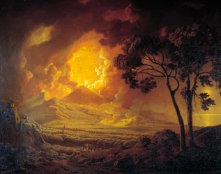 A Vezuva kitörése a Szent januári ajtó fejével körmenetben Joseph Wright Derby festménye (1734-1797) 18. századi Moszkva, Puskin Múzeum