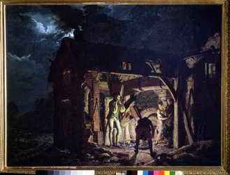 Egy kovács (A forge). Joseph Wright derby festménye (1734-1797). Olajfestmény