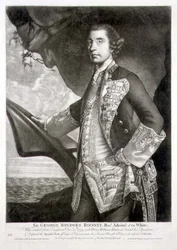 Sir George Brydges Rodney (1719-92) Fehér admirális portréja, William Dickinson (1746-1823) kocsma metszete. szerző: Carington Bowles (fl.1744-93) (metszet)