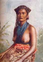 Fidzsi-szigeteki nő eredeti ruhában, 1902