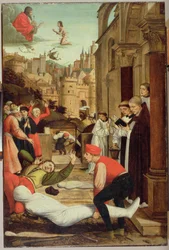 Szent Sebestyén közbenjár a pestisbetegekért, 1497-99