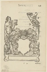 Embléma üres heraldikai pajzzsal, 156. folió az Anthologia Gnomonica-ból
