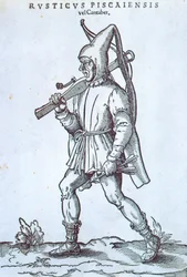 Cantabrico-hegyi paraszt, Jost Amman, Spanyolország, 16. századi metszet