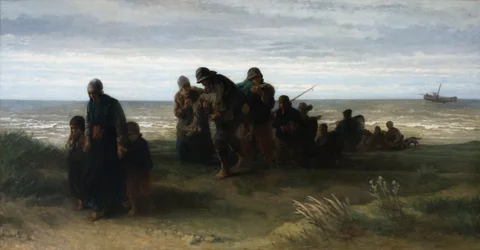 Vízbefúltat cipelő halászok, 1861 körül (olaj, vászon)