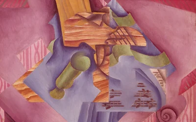 Juan Gris (1887-1927) csendélet hegedűvel és üveggel, olaj, vászon, 46x73 cm
