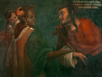 Az indiai és a farkas egy „tartsd magad a levegőben” grifót, 1715 körül