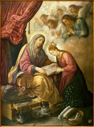 Szent Anna olvasni tanul a Szűznek - Juan de Roelas festménye (kb. 1558/1560-1625), olaj, vászon, kb. 1615 – Sevillai Szépművészeti Múzeum, Spanyolország