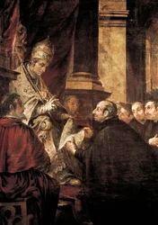 Loyolai Szent Ignác átveszi III. Pál pápától a jezsuita rend bulláját