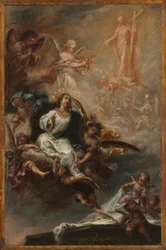 Tanulmány a "Szűz Mária mennybevétele" című képhez a San Augustín számára, Sevilla, 1670-72 körül (olaj, fa).