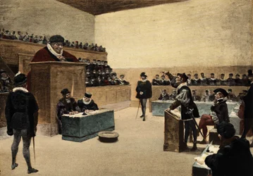 Pantagruel bíró a Humevesne és Baisecul urai közötti perben. Pantagruel. Jules Garnier illusztrációja. in "Rabelais et l