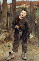 Pas mèche (Nincs mit tenni) - Kisfiú dolgozik a vontató lovakkal, amelyek az uszályokat húzzák, 1882, 132,1 x 89,5 cm, National Gallery of Scotland, Edinburgh