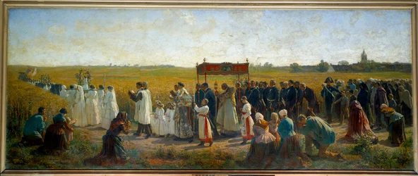A búza áldása Jules Breton (1827-1906) Artois festményében 1859 V. 1,3x3,2 m Arras, Szépművészeti Múzeum