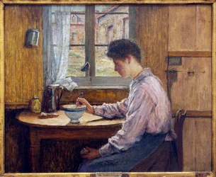 A kék pohár. Jules Boquet (1840-1932) festménye, olaj, vászon, 1913 előtt, XX. század eleje. Musee la piscine, Roubaix.