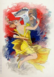 Irodalom. A Le Courrier Francais újság. Jules Cheret allegóriája, Franciaország, 1890 körül (plakát)