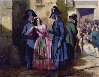 Egy prostituált letartóztatása a rendőrség által, 1835 körül
