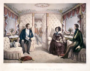 Lajos Fülöp király, Viktória királynő és Albert herceg a királyi hintón, 1846.