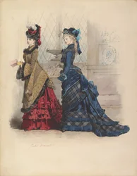 Két nő nappali ruhában, 1875.