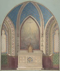 Oltárterv, Szent Klotild, 19. század második fele. Alkotók: Jules-Edmond-Charles Lachaise, Eugène-Pierre Gourdet.