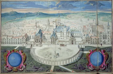 A burgundiai hercegek palotája Dijonban a Mansart általi restaurálás előtt, 1698