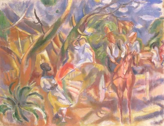 Déli jelenet kocsit vezető férfival, 1915