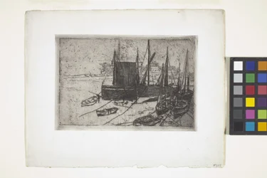 Hajók Port Erinben – Man-sziget (rézkarc)