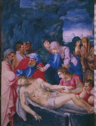 Sírbatétel, II. Fülöp spanyol király breviáriumának fakszimiléjéből, 1569 (pergamen)