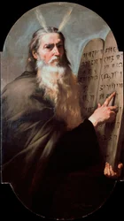 Mózes A próféta a törvény tábláit tartó képviselő. Joseph de Ribera festménye, a Spagnoletto (1591-1652) 1638 Dim. 168x97 cm Nápoly, San Martino Múzeum