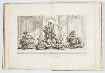 Projekt egy ezüst szoborhoz egy nagy asztal közepéről és a két terrineről... Millord Kinston (sic) számára kivitelezve 1735-ben (Kingstoni herceg 1735-ben a középső asztal és két türeén terve) 115. tábla Just-Aurele Meissonnier munkáiban