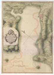 A VÁROS TERVE. PORTO BELLO KIKÖTŐJE és FORTIFIKÁCIÓI. ahogyan az azóta látszik, hogy Adm: VERNON / By Justly Watson; Enginr: 1742.
