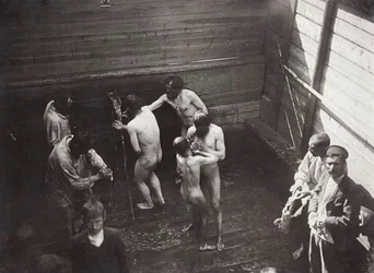 A szent forrás a Sarov-kolostorban, Oroszországban, 1903