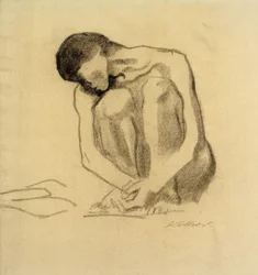 K. Kollwitz, Guggoló női akt