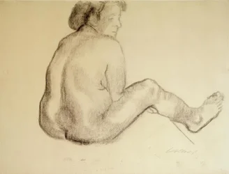 Käthe Kollwitz, női akton ülve, hátulról jobbra