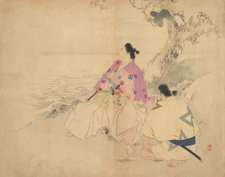 Two men by a river, late 19th-early 20th century. 