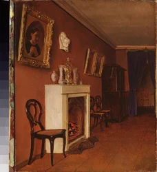 Belső kandallóval - Kapiton Alekszejevics Zelentsov (1790-1845) festménye, olaj, vászon