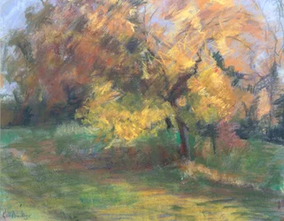 Autumn at May Banks, Sussex, 2000 (pasztell, papíron)