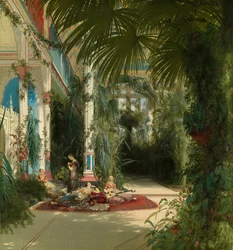A pálmaház belseje a Pfaueninselen, Potsdam közelében, 1834.