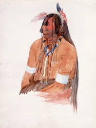 Valószínűleg Ahschüpsa-Masihichsi, Hidatsa Man (akvarell és grafit, papír)