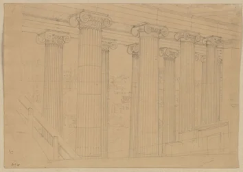 Berlin. Altes Museum a Lustgartennél. Kilátás a csarnokból az építkezés alatt