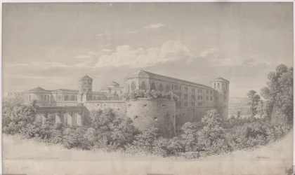 Halle an der Saale. A Moritzburg átépítésének terve. Kilátás északkelet felől
